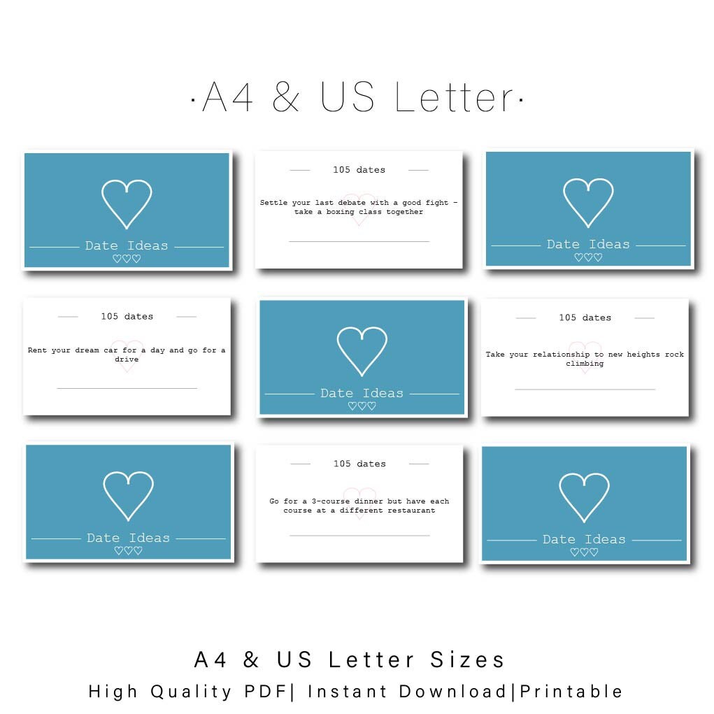 Couples Date Ideas Instant Digital Download Printable | Etsy UK