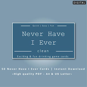 Clean Never Have I Ever, Hen Party, Bachelorette Party, Gift for Boyfriend, Girlfriend, Gift for Couples, Wife, Husband,