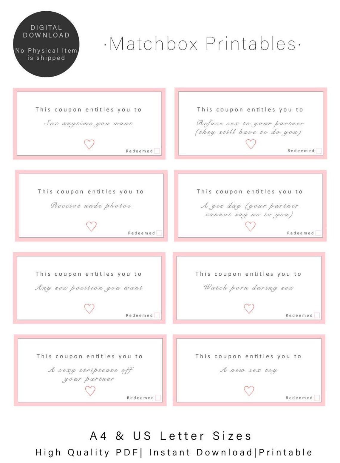 Sex Coupons for Her | Naughty Coupons | Instant Download | Printable | Valentines Gift ...