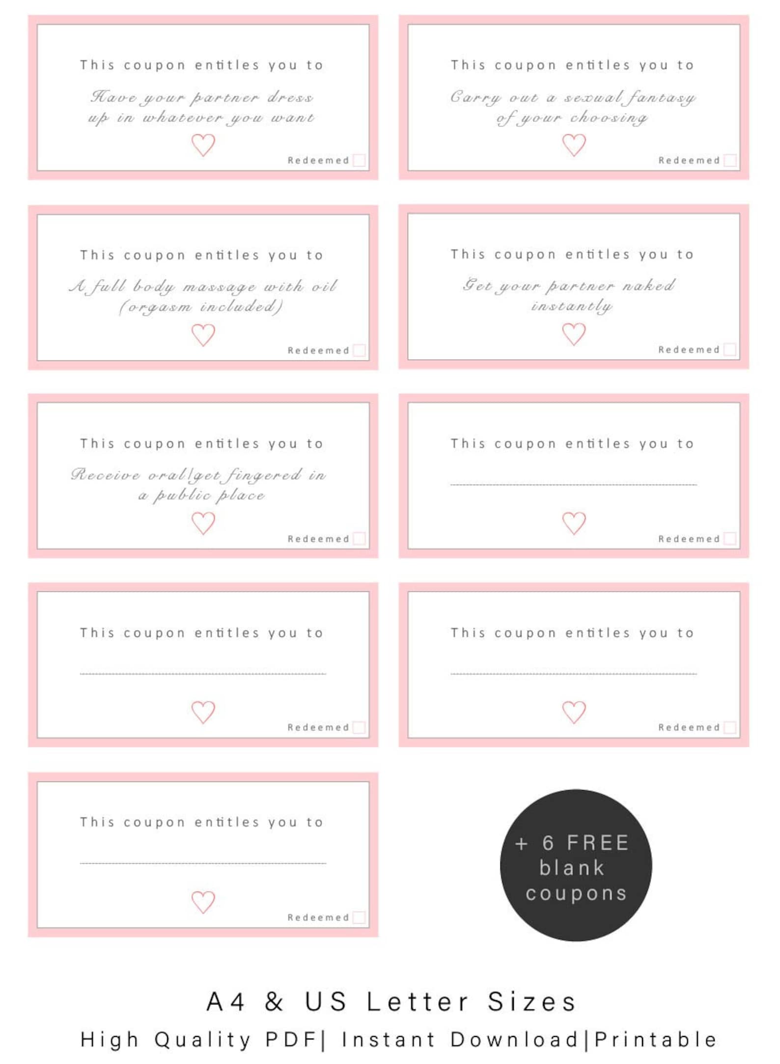 Sex Coupons for Her | Naughty Coupons | Instant Download | Printable | Valentines Gift ...