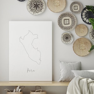 Peru map line art digital printable, instant download print, Peru wall decor, housewarming decor, Peru map wall art