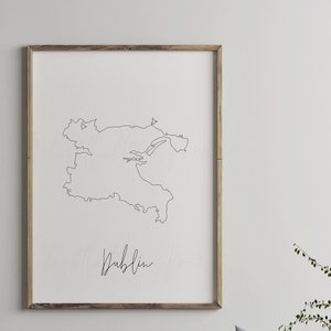 Dublin, Irland Karte Line Art digital druckbar, Instant Download Druck, Dublin Wand dekor, Wohnkultur, Kinderzimmer Kinderzimmer Wandkunst