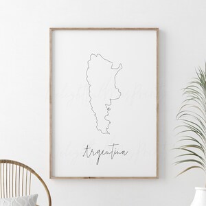 Argentina map line art digital printable, instant download print, Argentina wall decor, housewarming decor, Argentina map wall art