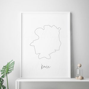 Rome, Italy map line art digital printable, instant download print, Rome wall decor, housewarming decor, kids room nursery wall art