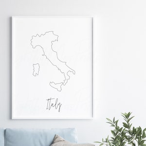 Italy map line art digital printable, instant download print, Italy wall decor, housewarming decor, Italy map wall art