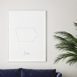Iowa state map line art digital printable, instant download print, Iowa wall decor, housewarming decor, kids room nursery wall art