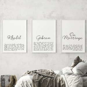 On Marriage Khalil Gibran quote Bundle of Three digital printables, Khalil Gibran wedding anniversary gift, instant download files