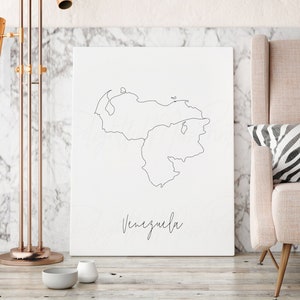 Venezuela map line art digital printable, instant download print, Venezuela wall decor, housewarming decor, Venezuela map wall art