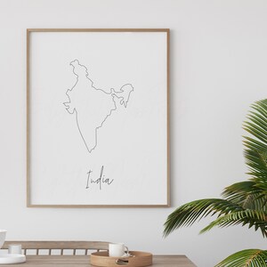India map line art digital printable, instant download print, India wall decor, housewarming decor, India map wall art