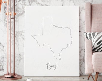 Printable Texas State Map Home Art Print - Etsy