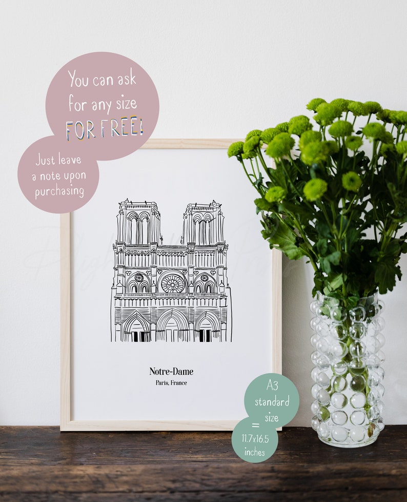 Notre-dame Paris France Art Digital Printable, Instant Download Print ...