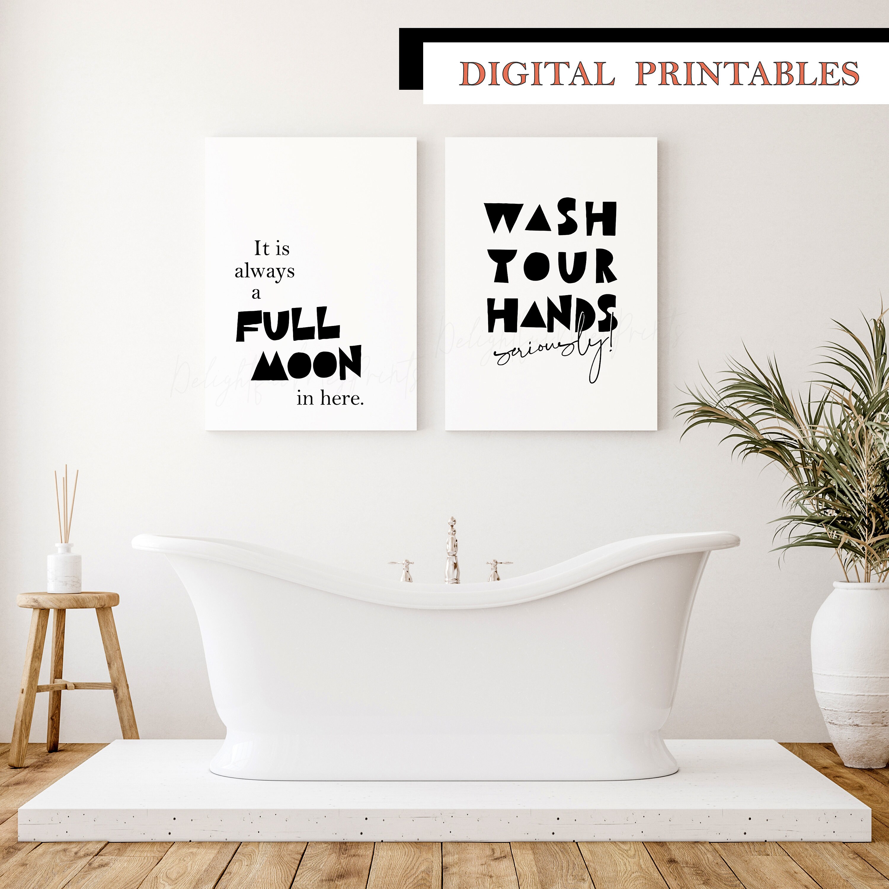 Bundle of 10 Bathroom Digital Printables, Bathroom Quote Prints, Instant Download Files, Funny ...