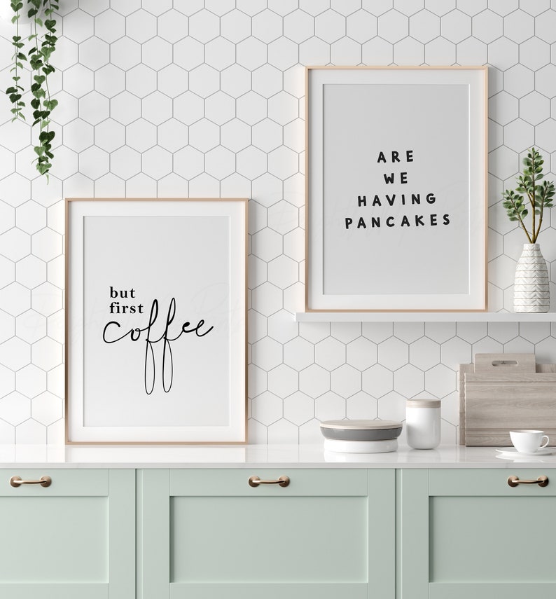 morning coffee print coffee poster cloffice wall decor minimal coffee art free shipping But First Coffee premium minimal print