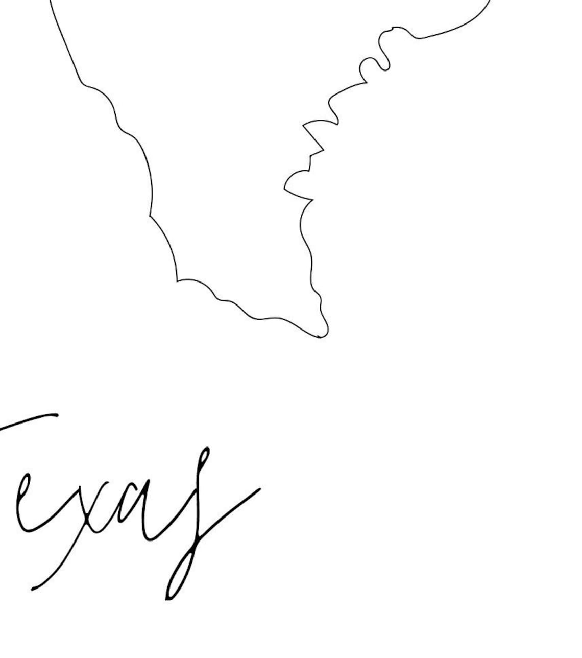 Texas State Map Line Art Digital Printable Instant Download - Etsy