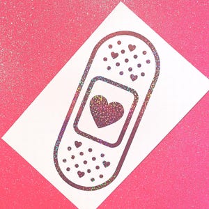Bandaid Cute Kawaii Heart Girly Vinyl Car Laptop Water Bottle Decal Sticker