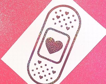 Bandaid Cute Kawaii Heart Girly Vinyl Car Laptop Water Bottle Decal Sticker