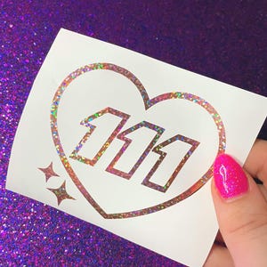 111 Angel Number Heart Cute Vinyl Car Decal