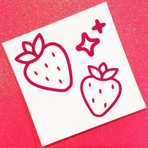 Strawberry Sparkle Cute Kawaii Girly Vinyl Car Laptop Water Bottle Decal Sticker