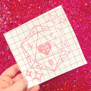 D20 Dice Cute Role Play Tabletop Board Game Cute Heart Kawaii Vinyl Car Laptop Water Bottle Decal Sticker
