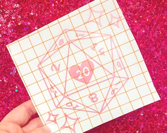 D20 Dice Cute Role Play Tabletop Board Game Cute Heart Kawaii Vinyl Car Laptop Water Bottle Decal Sticker