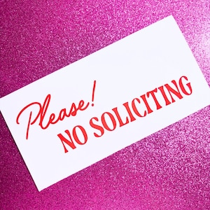 Please No Soliciting - Vinyl Decal for Front Door, Home, Business - Cute Vintage Aesthetic No Soliciting Adhesive  Sticker