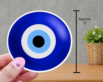 Evil Eye Vinyl Sticker - Approx. 3" Vinyl Sticker. Waterproof, Indoor, Outdoor.   Laptop Decals, Macbook Decal, Stickers. Made in USA.