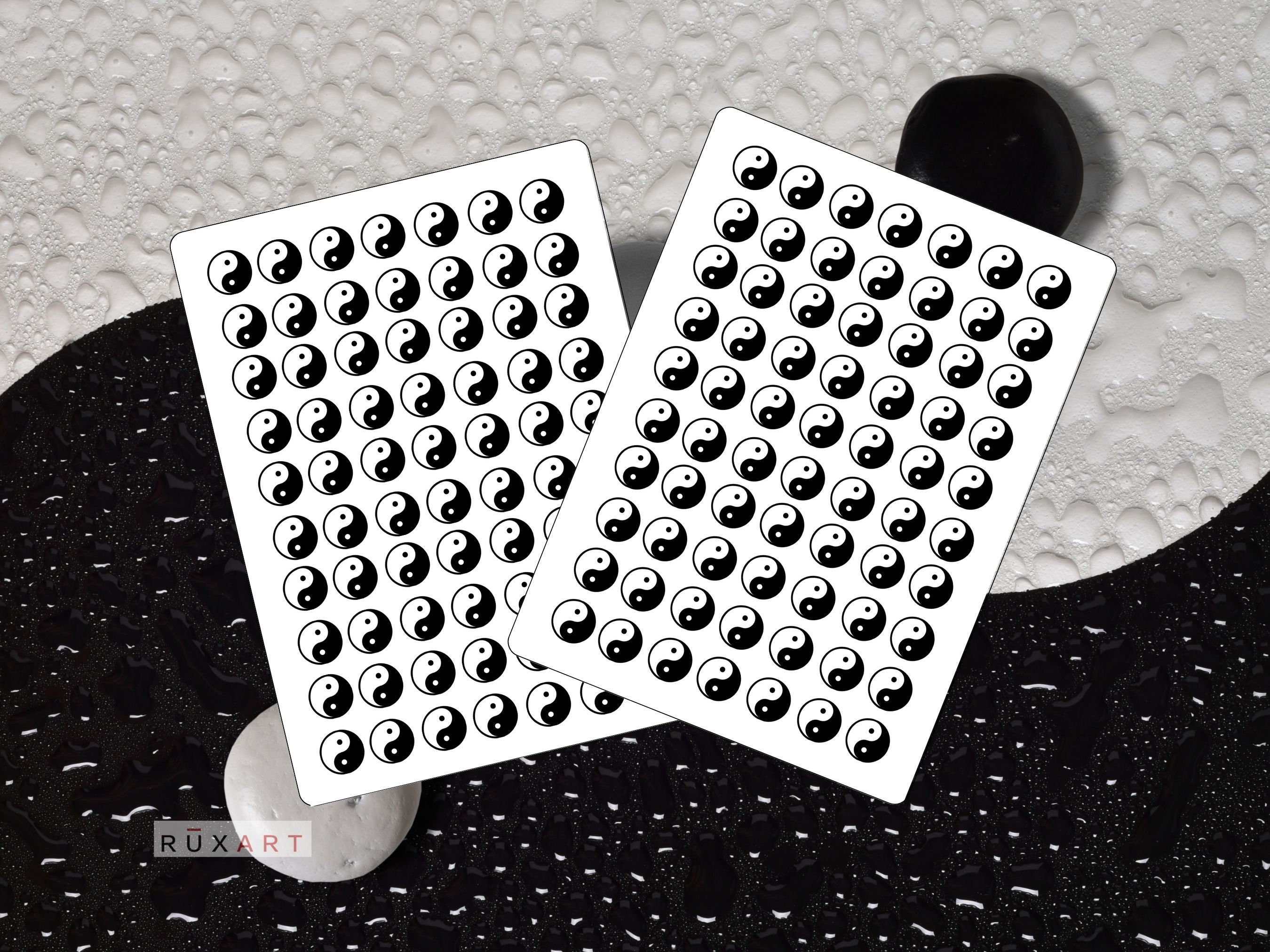 Yin Yang Stickers - 140 Black White Stickers - Half Inch Stickers ...