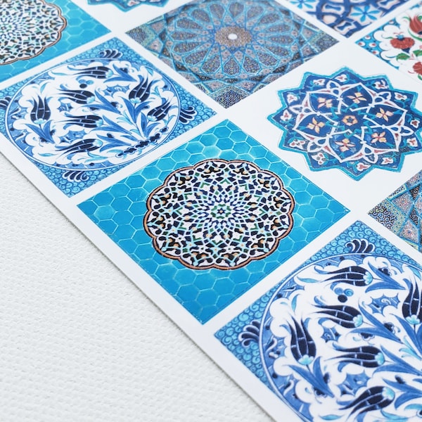 Persian Tile Stickers CLEAR Glossy Sticker Sheet - Persian Art inspired - 4.5"x6.5" . Made in USA.