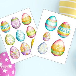 Colorful Egg Stickers - Glossy Sticker Set - 2 Sheets, Nowruz, Easter, Stickers for Kids