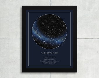 Custom Star Map | White Star Map Poster | The REAL Night Sky | Constellation Map | Custom Star Poster | Personalized Gift | Custom Gift