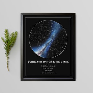 Custom Star Map, Realistic Night Sky Map, Custom Star Poster, Constellation Map, Printed Poster