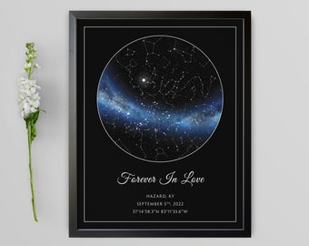 Custom Star Map | Framed Poster | REAL Night Sky | Custom Star Poster | Constellation Star Map | Personalized Gift | Her for Him