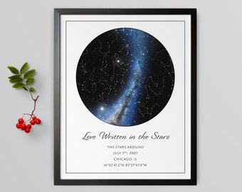 Custom Star Map, Realistic Constellation Poster, Night Sky Map, Personalized Anniversary Gift, DIGITAL DOWNLOAD