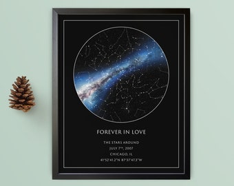 Stars The Night We Met Custom Star Map Print - Unique Christmas Gift, Star Map By Date Anniversary Gift, Night Sky Print Personalised Gift