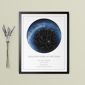 Custom Star Map, Most REALISTIC Night Sky Print, The Perfect Personalized Anniversary Gift, printed & framed poster