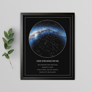 Customized Star Map, Realistic Night Sky Map, Personalized Star Poster, Constellation Map, Wedding Gift, PRINTED POSTER