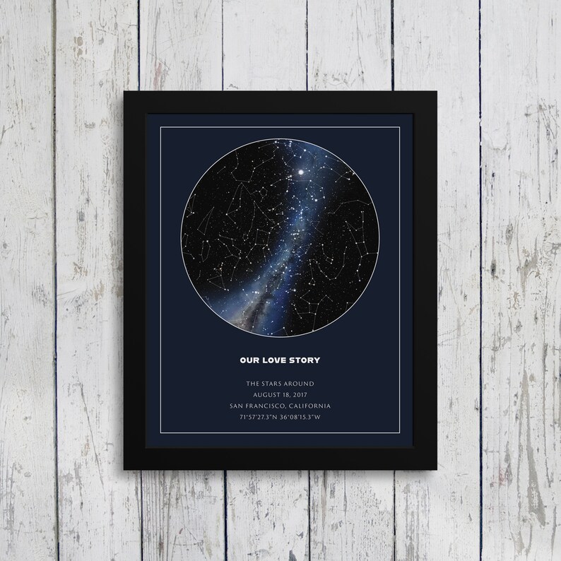 Customized Star Poster Realistic Night Sky Map Personalized Etsy