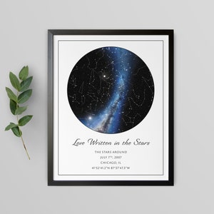 Custom Star Map Print, Night We Met Anniversary Gift, Night Sky Print, Star Map Poster, Wedding Gift, Constellation Print, Personalised Gift image 1