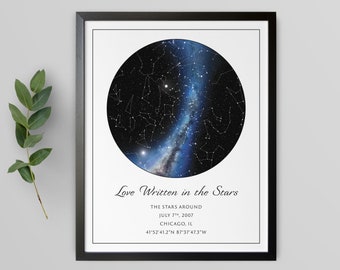 Custom Star Map Print, Night We Met Anniversary Gift, Night Sky Print, Star Map Poster, Wedding Gift, Constellation Print, Personalised Gift