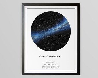 Under These Stars Print, Custom Night Sky & Map, Paper Gift, First Anniversary Gift, Gift for Husband, First Year Anniversary Gift