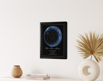 Personalized Constellation Chart Poster - Gift Star Map on Night Sky - Gift for Boyfriend / Girlfriend - Stars Chart Gift for Couples