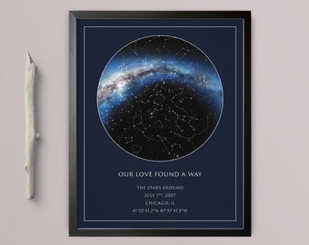 Custom Star Map | White Star Map Poster | The REAL Night Sky | Constellation Map | Custom Star Poster | Personalized Gift | Custom Gift