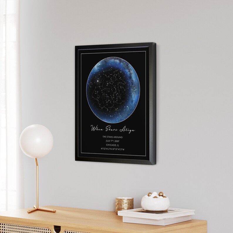 Custom Star Map Print, Night We Met Anniversary Gift, Night Sky Print, Star Map Poster, Wedding Gift, Constellation Print, Personalised Gift image 4