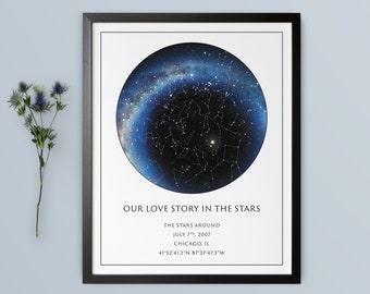 Custom Star Map - Perfect for Weddings, Anniversaries, Father's Day, and Daddy Gifts | Personalized Framed Art, Framed