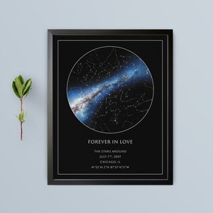 Custom Constellation Star Map Night Poster - Personalized Anniversary Gift - Gift for Him / Her - Gift for Husband / Wife - Custom Night Sky
