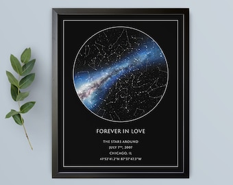 Custom Star Map, Most REALISTIC Night Sky Print, The Perfect Personalized Anniversary Gift, PRINTED POSTER