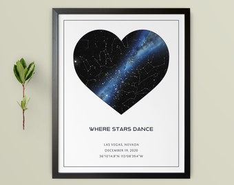 Valentines Day Gift, Custom Star Map Poster. Anniversary Gift. Wedding Gift. Valentines Day Gift for Him for Her, Personalized Star Map.