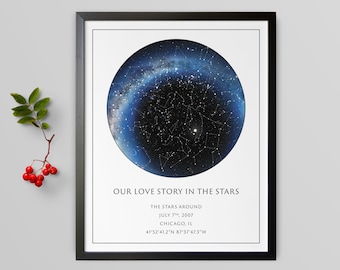 Custom Star Map | DIGITAL DOWNLOAD | REAL Night Sky | Custom Star Poster | Constellation Map Digital | Personalized Gift | Unique Gift