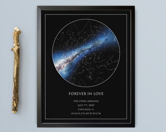 Star Map Custom, Night Sky Print, Constellation Map, Personalized Gift for Men, Framed Prints, Wall Art, Office Decor, Boss Gift, Wanderlust