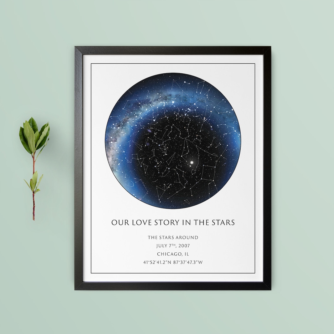 Custom Star Map | Framed Poster | REAL Night Sky | Custom Star Poster ...